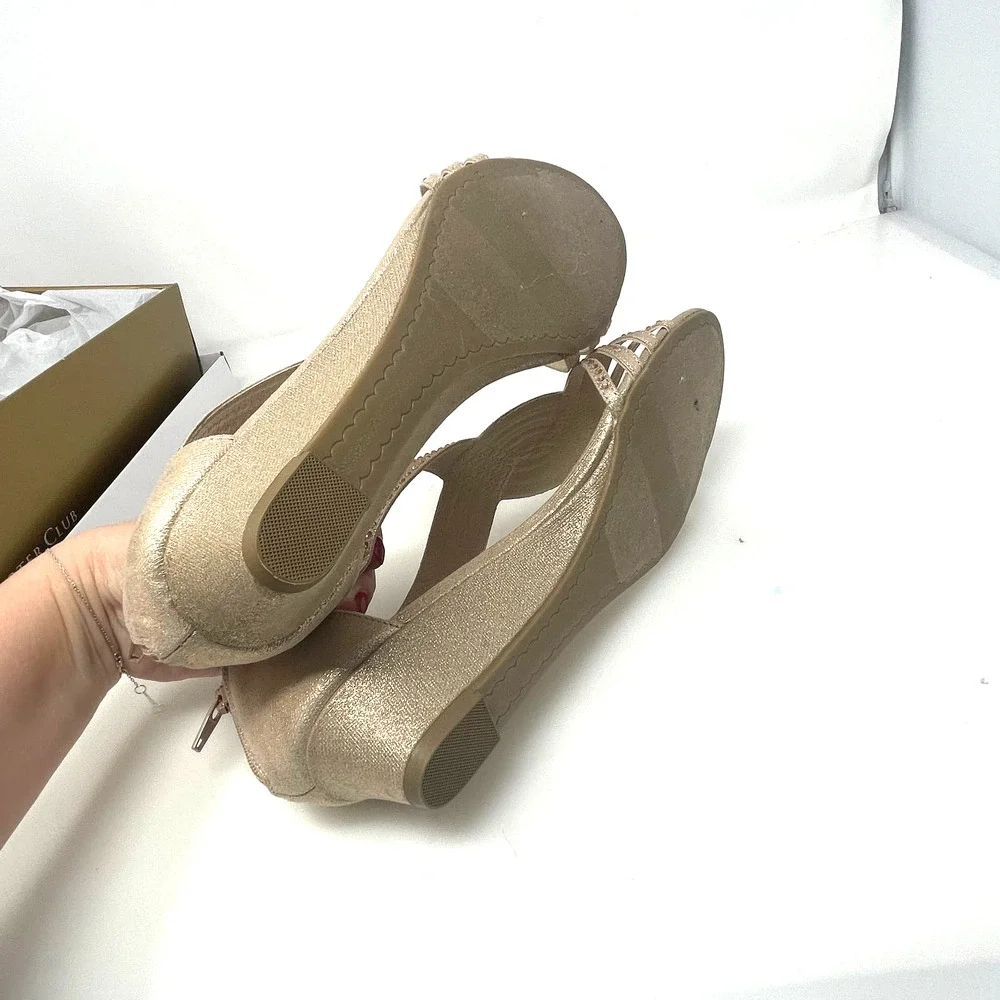 Charter Club Ginifur Rhinestone Wedge Sandals in Rose Gold Size 9.5 M New - Picture 9 of 11